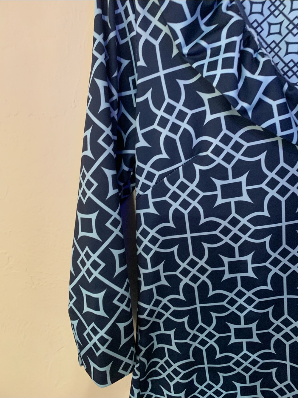 Gretchen Scott Navy & Light Blue Geometric Print Dress Size S - Picture 8 of 9